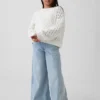 Jerséu de cuello redondo oversize de punto de ganchillo para niño