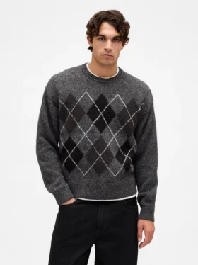 Jerséu holgado de mezcla de lana con diseño Argyle