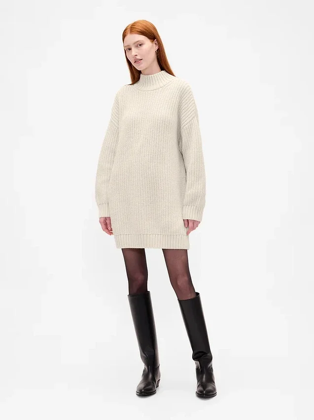 Jerséu mini de punto con cuello alto oversize