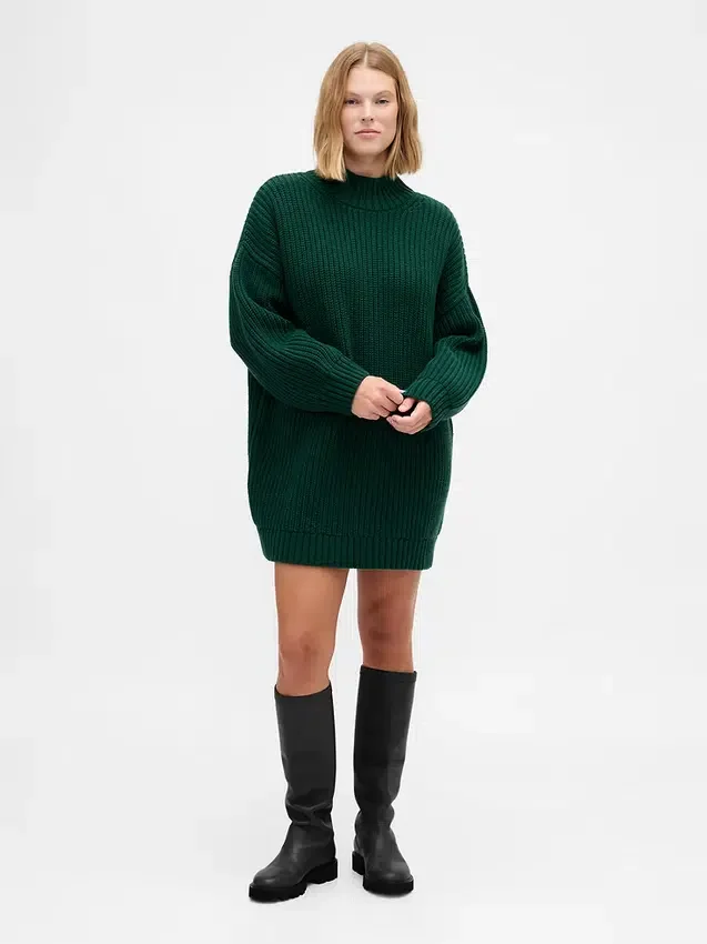 Jerséu mini de punto con cuello alto oversize