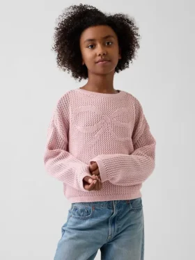 Jerséu oversize con estampado para niño, de punto de ganchillo