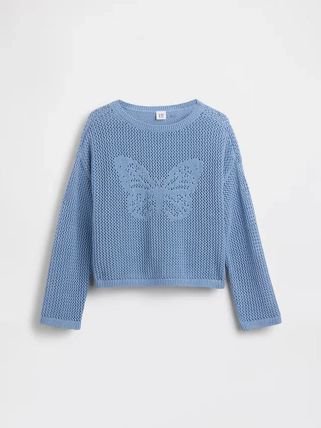 Jerséu oversize con estampado para niño, de punto de ganchillo