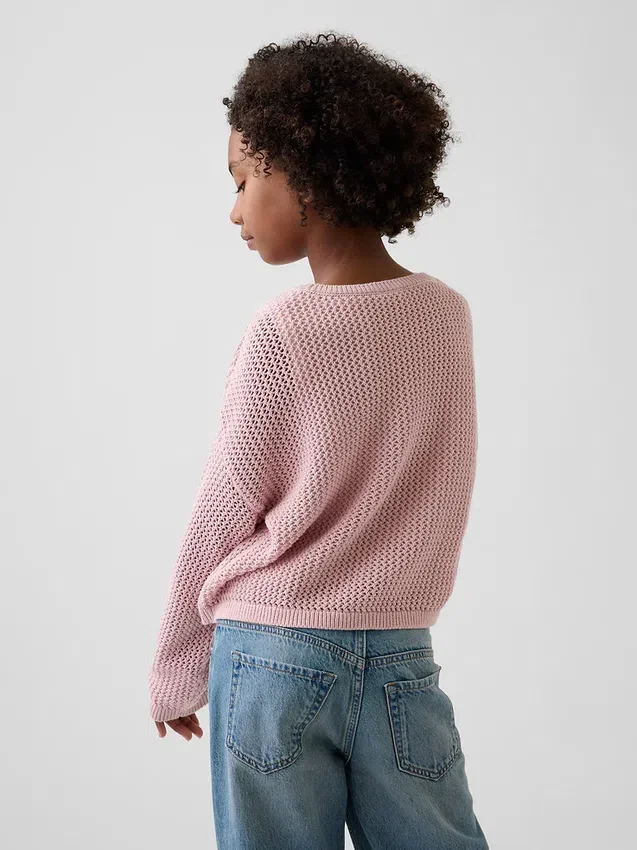 Jerséu oversize con estampado para niño, de punto de ganchillo