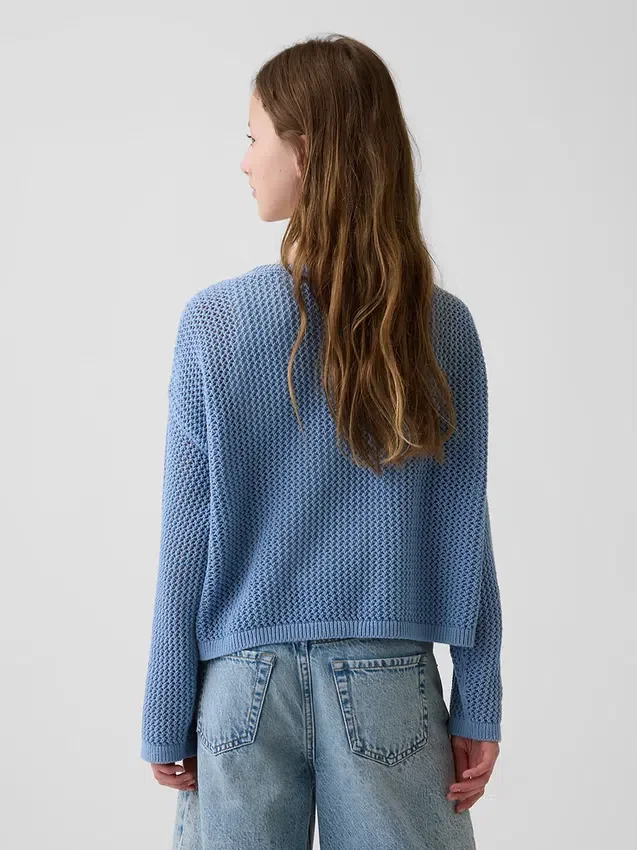 Jerséu oversize con estampado para niño, de punto de ganchillo