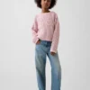 Jerséu oversize con estampado para niño, de punto de ganchillo