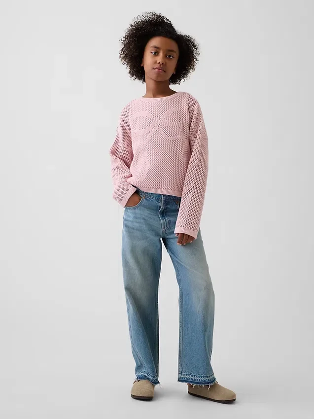Jerséu oversize con estampado para niño, de punto de ganchillo