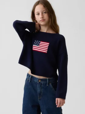 Jerséu oversize de ganchillo para niño con motivos «Americana»