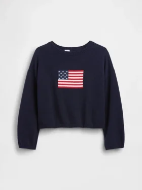 Jerséu oversize de ganchillo para niño con motivos «Americana»