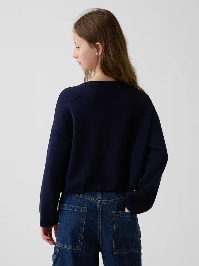 Jerséu oversize de ganchillo para niño con motivos «Americana»
