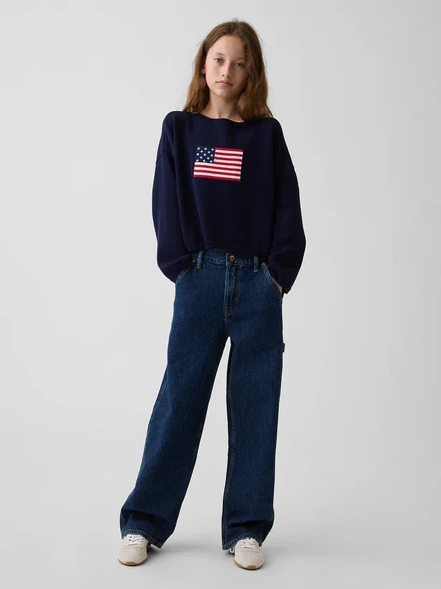 Jerséu oversize de ganchillo para niño con motivos «Americana»
