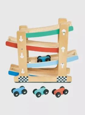 Juguete de madera con rampa para coches de carreras para niños pequeños