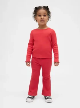 Leggings acampanados de punto acanalado para bebés y niños, combinables