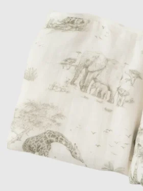 Manta de bambú para bebé «Gilded Bird Safari Toile»