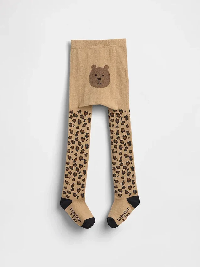 Medias con estampado de oso y leopardo para bebés y niños