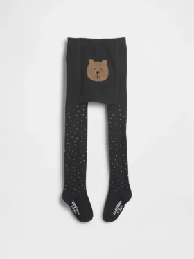 Medias con osito y lunares brillantes para bebés y niños