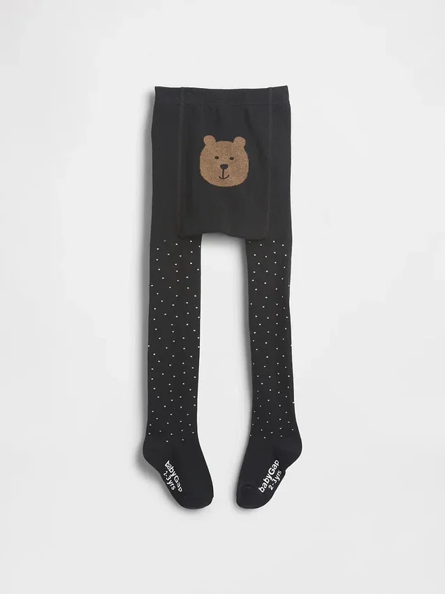 Medias con osito y lunares brillantes para bebés y niños