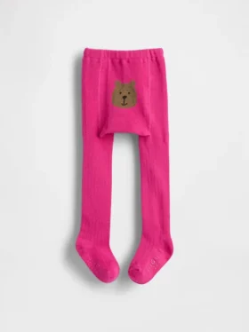 Medias de canalé con osito para bebés y niños