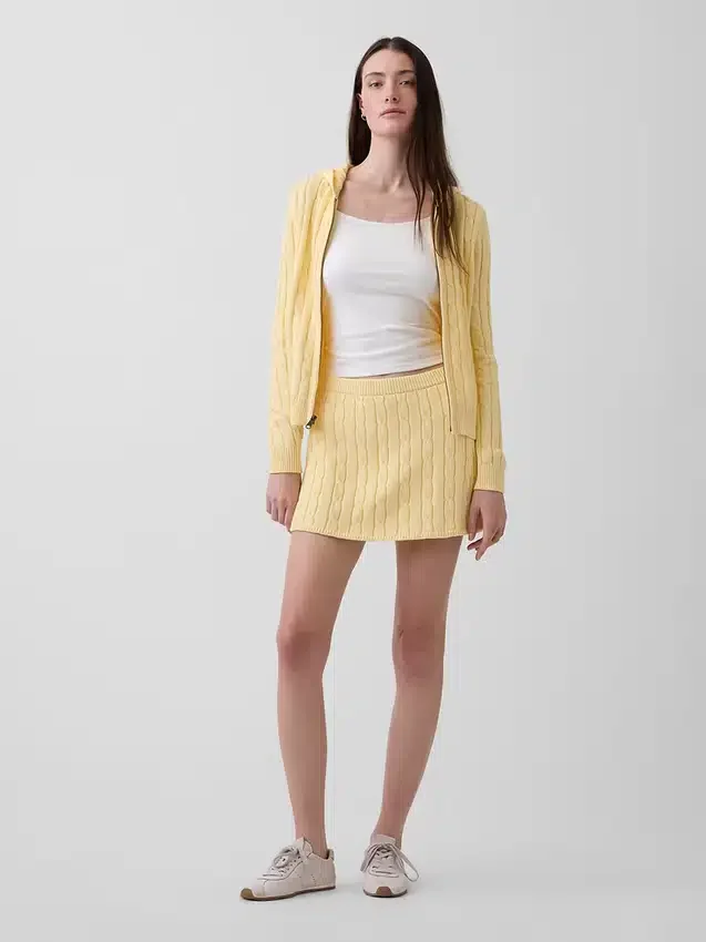 Minifalda-pantalón de punto trenzado 100 % algodón