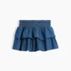Minifalda-pantalón infantil de denim con fruncidos