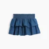 Minifalda-pantalón infantil de denim con fruncidos
