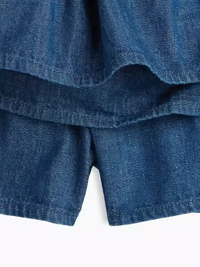 Minifalda-pantalón infantil de denim con fruncidos