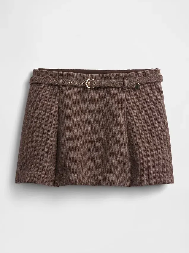 Minifalda-pantalón plisada de mezcla de lana
