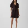Minivestido camisero ajustado de mezcla de lino