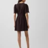 Minivestido camisero ajustado de mezcla de lino