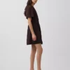 Minivestido camisero ajustado de mezcla de lino