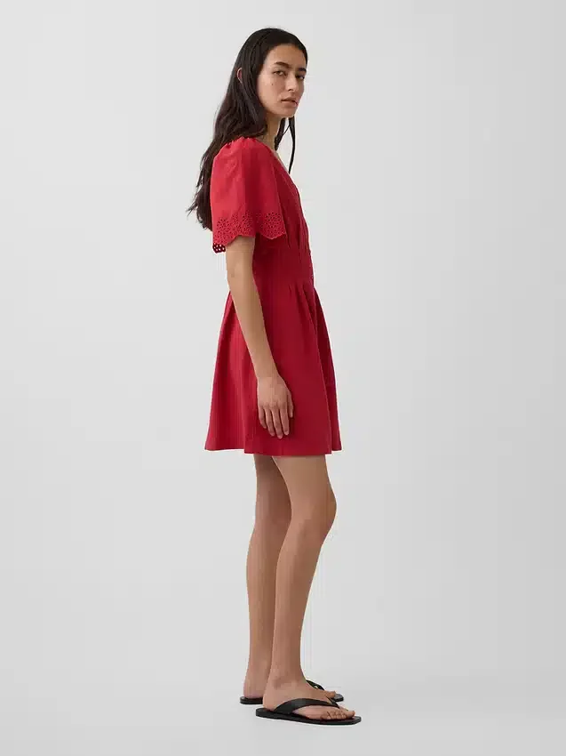 Minivestido camisero ajustado de mezcla de lino