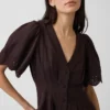 Minivestido camisero ajustado de mezcla de lino