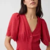 Minivestido camisero ajustado de mezcla de lino