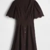 Minivestido camisero ajustado de mezcla de lino