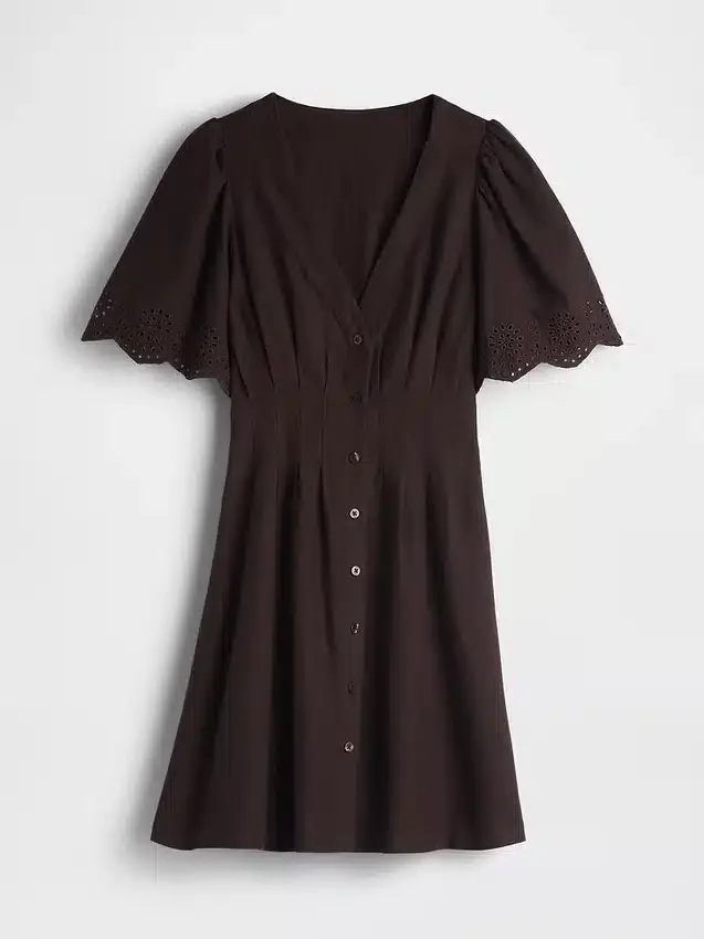 Minivestido camisero ajustado de mezcla de lino