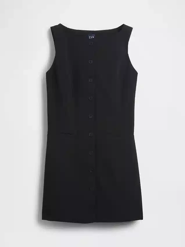 Minivestido con botones en la parte delantera y tejido bistretch