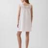 Minivestido con canesú de ganchillo de mezcla de lino
