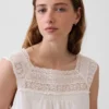 Minivestido con canesú de ganchillo de mezcla de lino