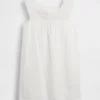 Minivestido con canesú de ganchillo de mezcla de lino