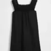 Minivestido con canesú de ganchillo en mezcla de lino