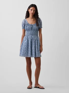 Minivestido con cintura fruncida