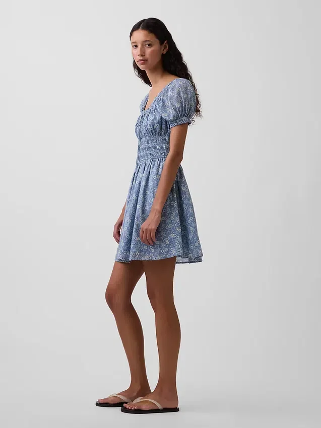 Minivestido con cintura fruncida