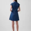Minivestido de camisa vaquera plisado