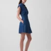 Minivestido de camisa vaquera plisado