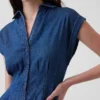 Minivestido de camisa vaquera plisado