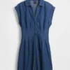 Minivestido de camisa vaquera plisado