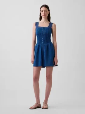 Minivestido de cintura baja con pinzas
