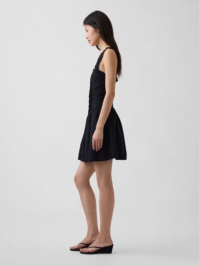 Minivestido de cintura baja con pinzas