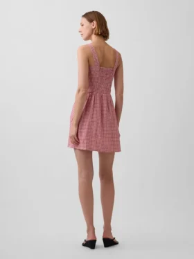 Minivestido de cintura baja en mezcla de lino