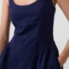 Minivestido de cintura baja en mezcla de lino