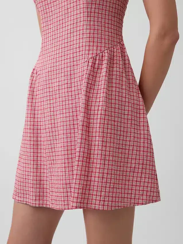 Minivestido de cintura baja en mezcla de lino